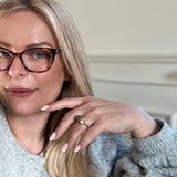 Bee ring i 18 karat förgyllt silver med vit och grå månsten