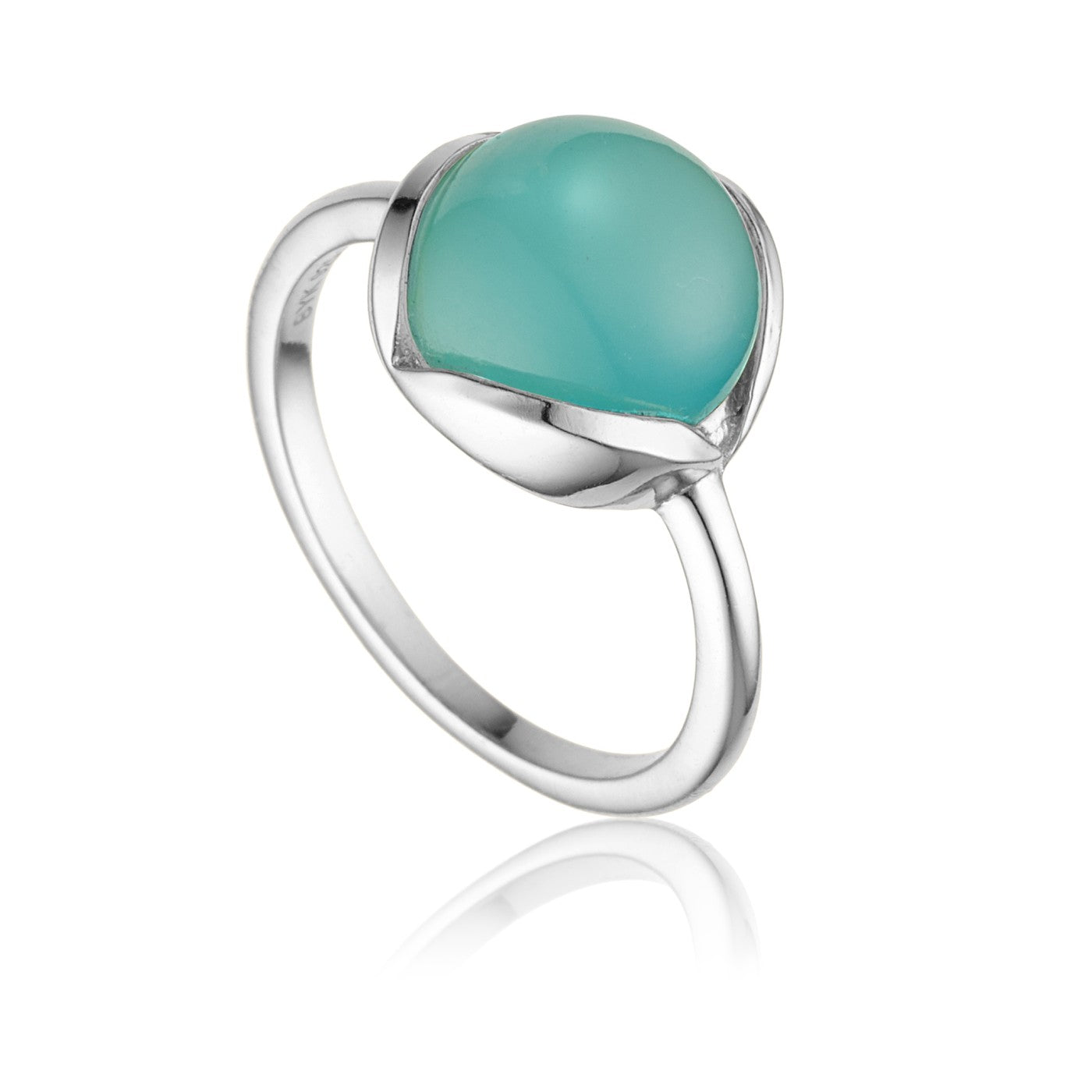 Glory sølv ring med aqua kalcedon ædelsten