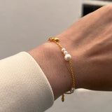 Berries armband i silver med persika månsten