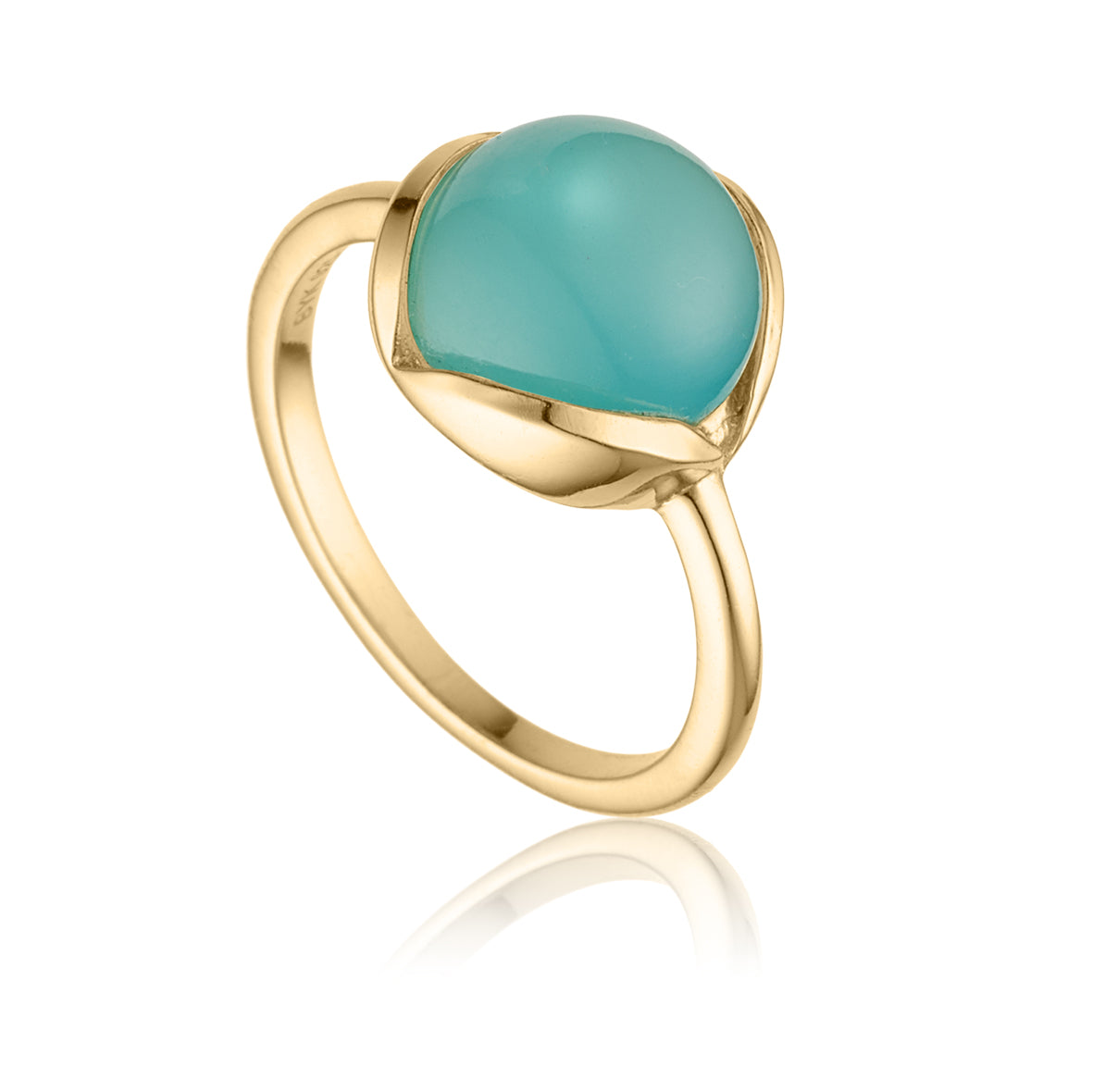 Glory ring i 18 karat guldbelagt sølv med aqua kalcedon