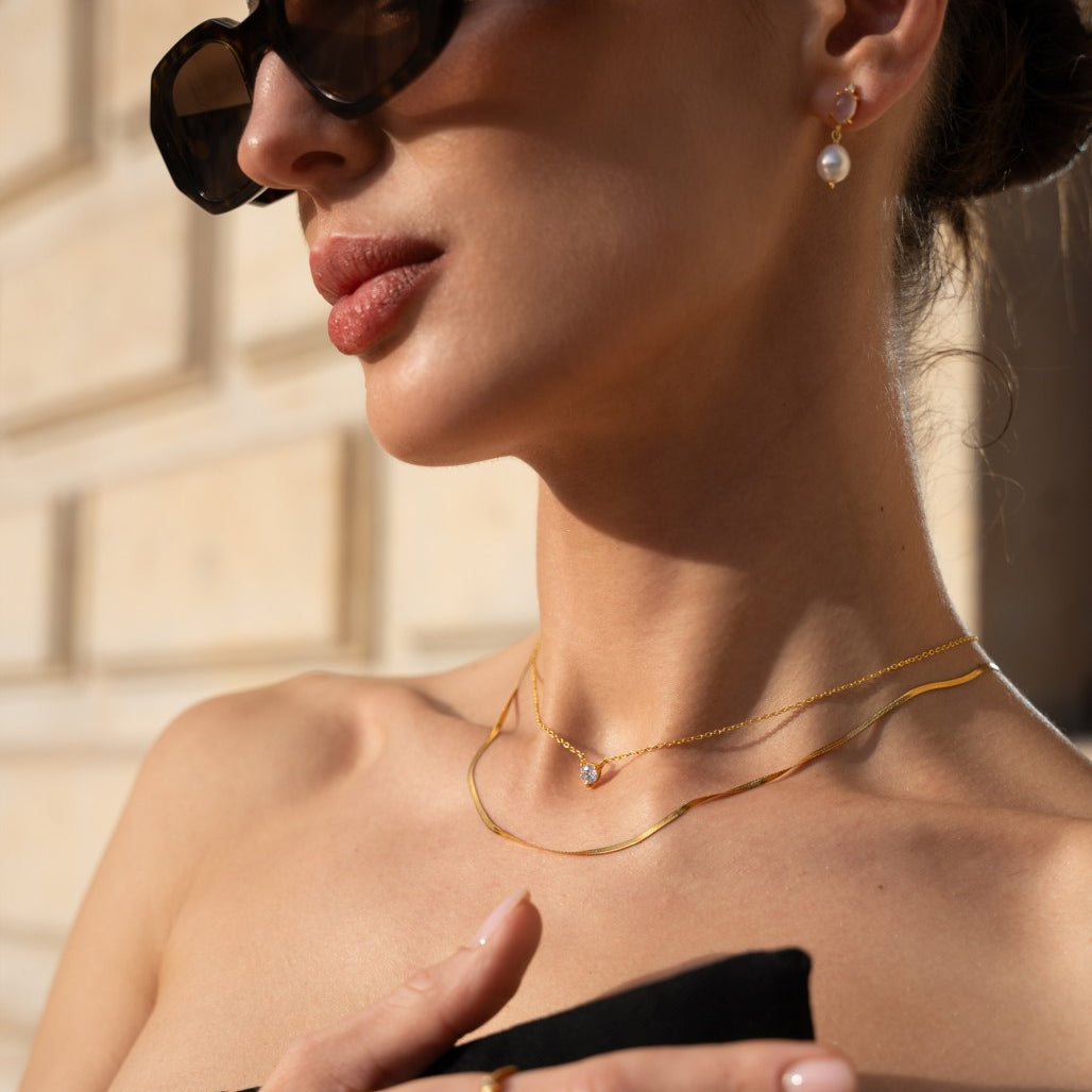 Allure halskæde i 18 karat guldbelagt sølv med zirkonia