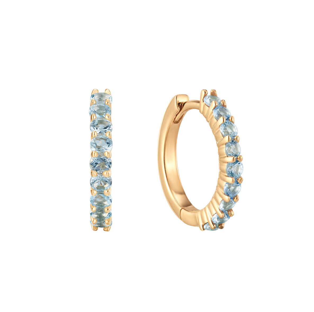 Fine ørering i 14 kt guld med Aquamarin