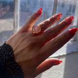 Glory ring stor 18 karat förgyllt silver med rosa chalcedon ädelsten