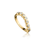 Wave ring i 18 karat förgyllt silver med 9 zirkonia