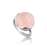 Glory ring stor i silver med rosa kalcedon