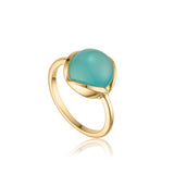 Glory ring i 18 karat förgyllt silver med aqua chalcedony