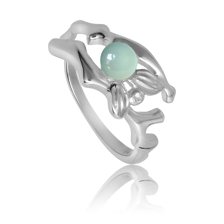 Fairytale ring i sølv med aqua kalcedon og hvid topas