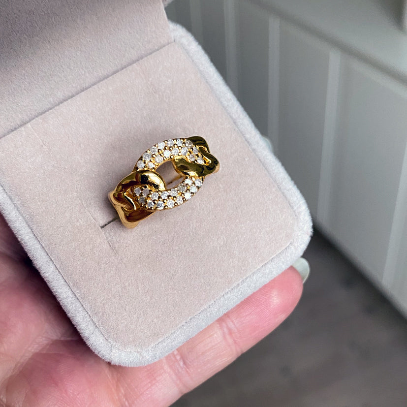 Infinity ring i 18 karat guldbelagt sølv med 30 brillantslebne diamanter