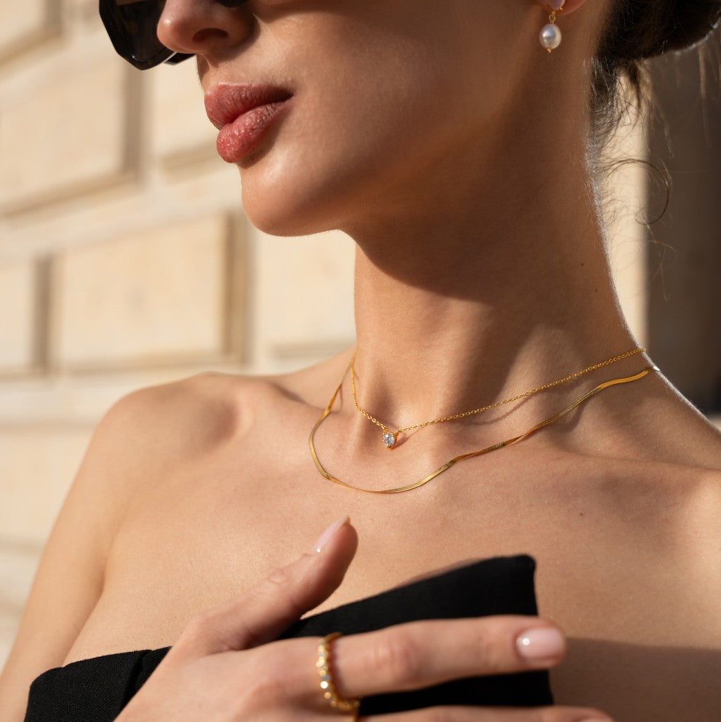 Allure halskæde i 18 karat guldbelagt sølv med zirkonia